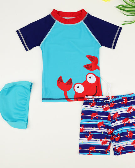 Kostium kąpielowy 3-częściowy dla chłopca ze wzorem w kraby