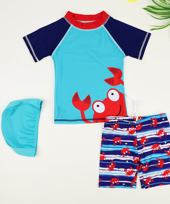 Kostium kąpielowy 3-częściowy dla niemowląt ze wzorem w kraby