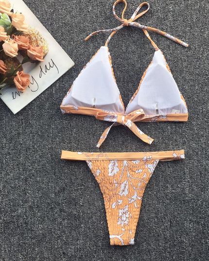 Damski dwuczęściowy strój kąpielowy bikini z marszczonego materiału