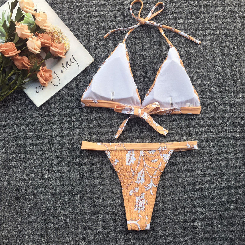 Damski dwuczęściowy strój kąpielowy bikini z marszczonego materiału