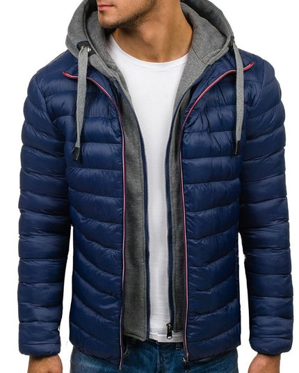 Męska kurtka zimowa pikowana z kieszeniami na zamek