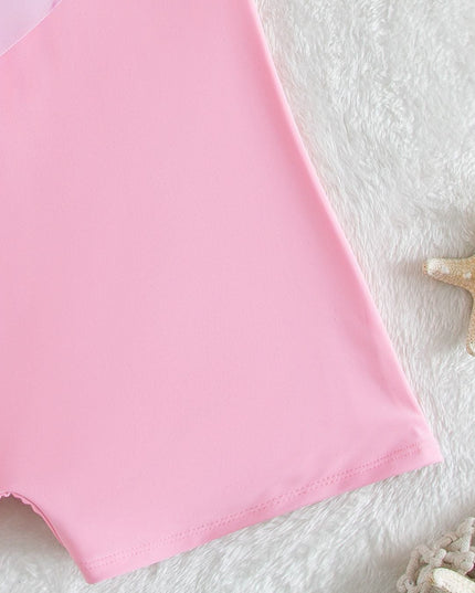 Damski jednoczęściowy strój kąpielowy różowy ze spodenkami