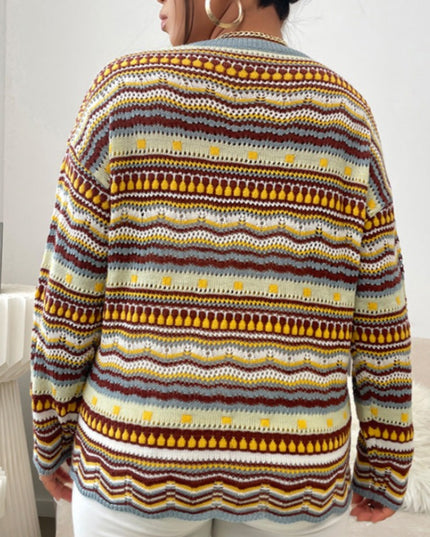 Damski sweter dziergany wielokolorowy