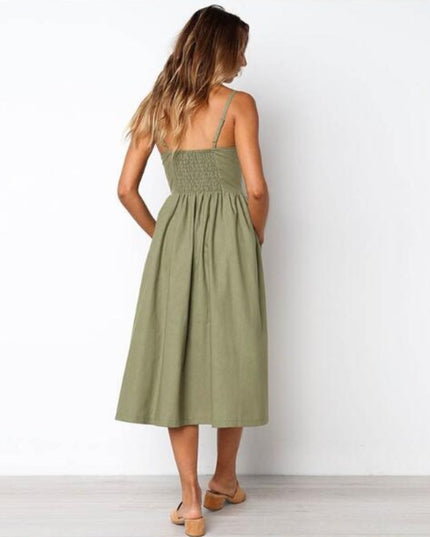 Sukienka midi prosta z kieszonkami