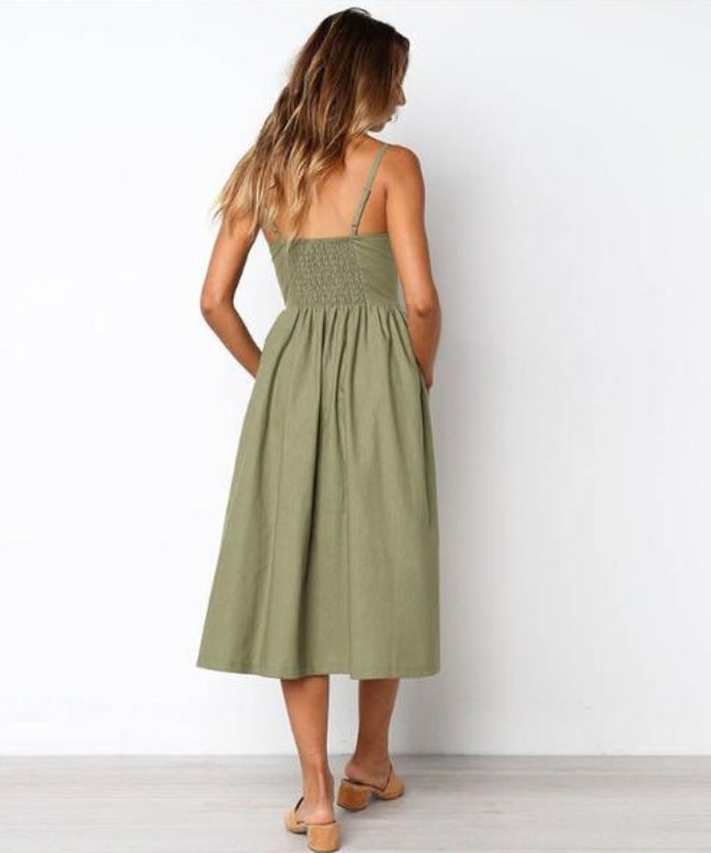 Sukienka midi prosta z kieszonkami