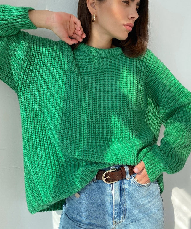 Damski sweter dziergany o kroju oversize