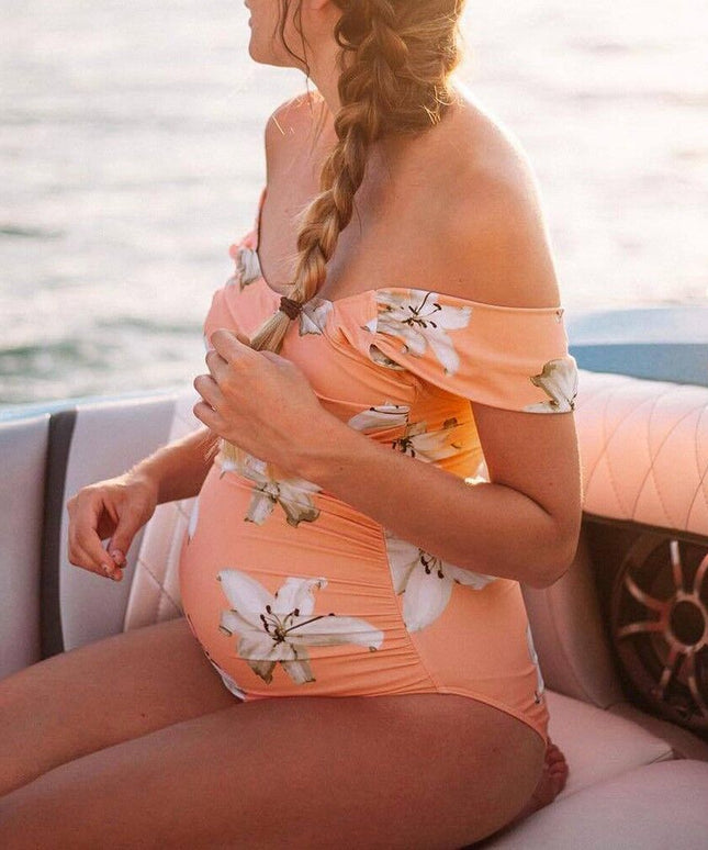 Jednoczęściowy strój kąpielowy dla kobiet w ciąży w lilie