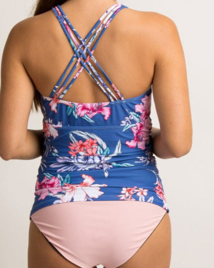 Dwuczęściowy strój kąpielowy dla kobiet w ciąży w kwieciste wzory