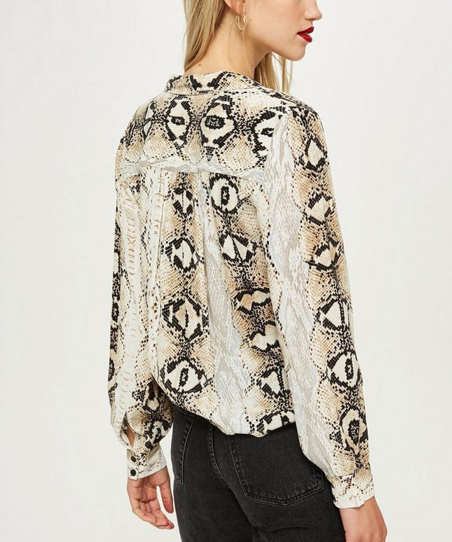 Damska koszula z długim rękawem we wzór skóry węża