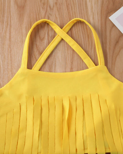 Dwuczęściowy strój kąpielowy bikini dla dziewczynki z frędzelkami