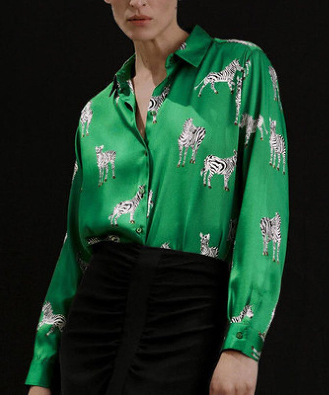 Damska koszula satynowa w zebry