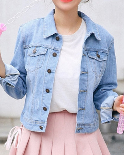 Damska kurtka jeansowa klasyczna o prostym kroju