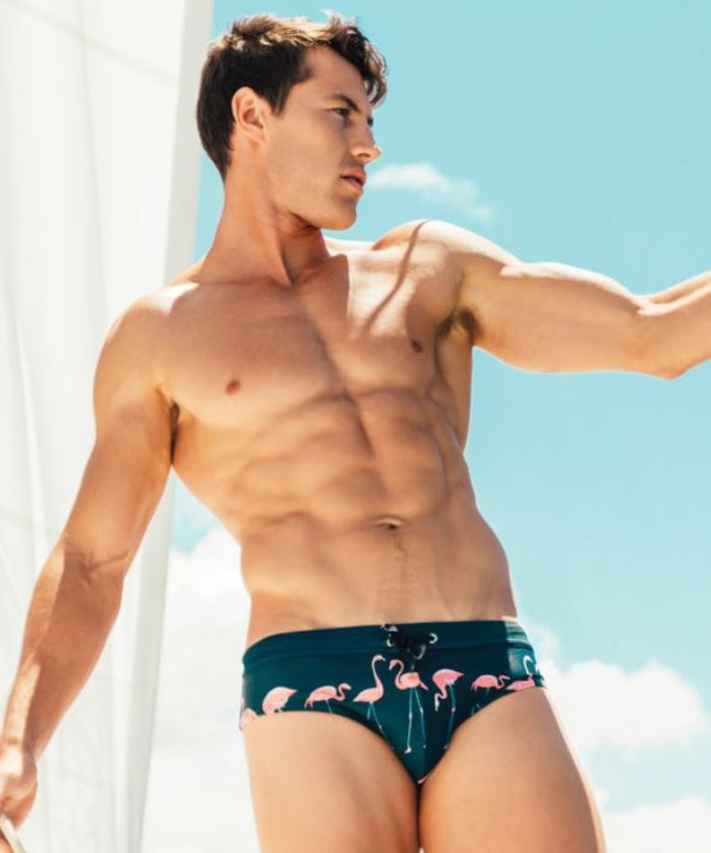 Męskie slipy kąpielowe z motywem flamingów