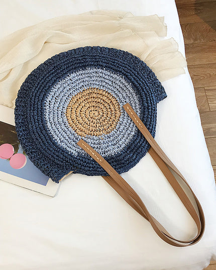 Torba plażowa słomkowa w okrągłym kształcie