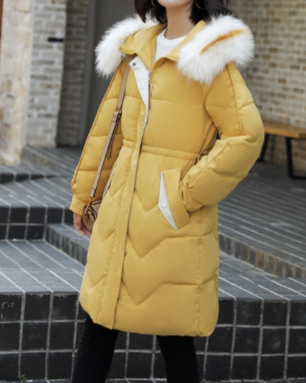 Damski kurtka zimowa taliowana z futerkiem