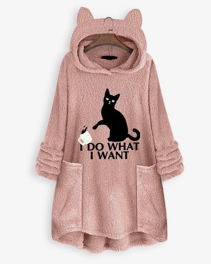 Damska bluza polarowa z kapturem o długości tuniki