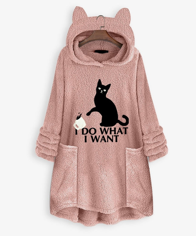 Damska bluza polarowa z kapturem o długości tuniki