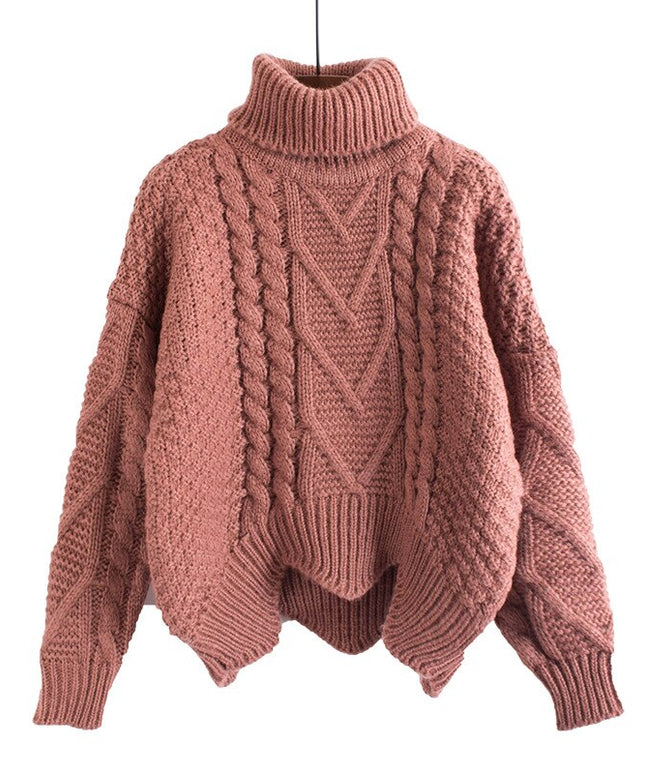 Damski sweter dziergany z golfem oversize