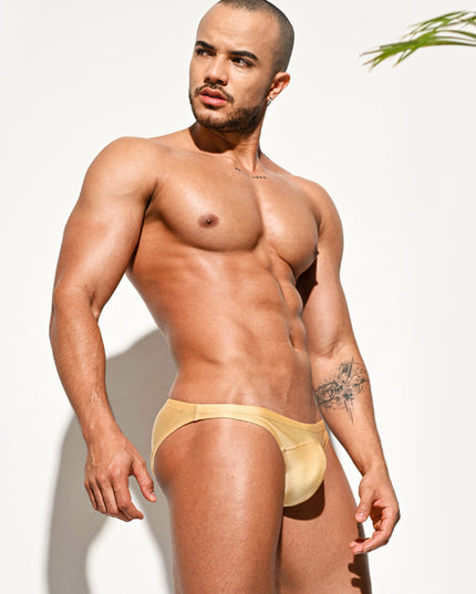 Męskie slipy kąpielowe błyszczące