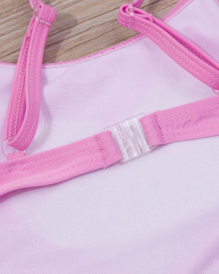 Jednoczęściowy strój kąpielowy z kolorowym serduszkiem z wcięciami