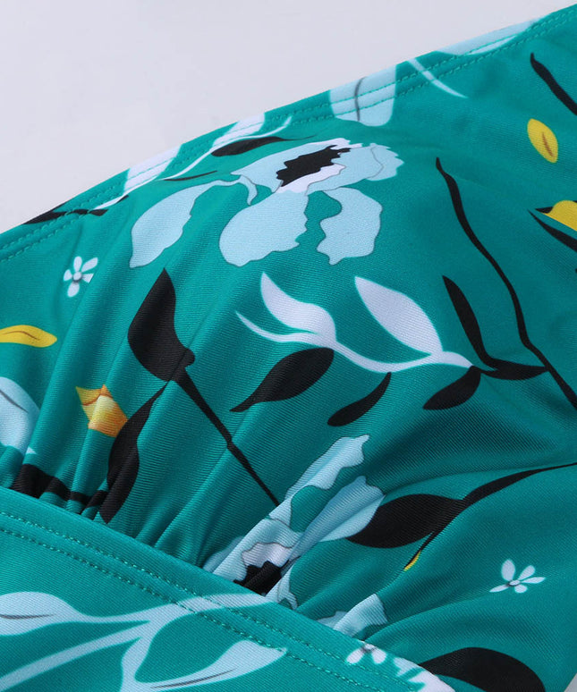 Dwuczęściowy strój kąpielowy dla kobiet w ciąży zielony w kwiaty