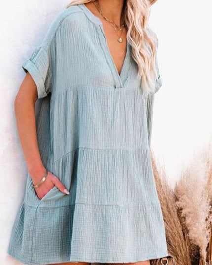 Sukienka muślinowa zwiewna z dekoltem w serek