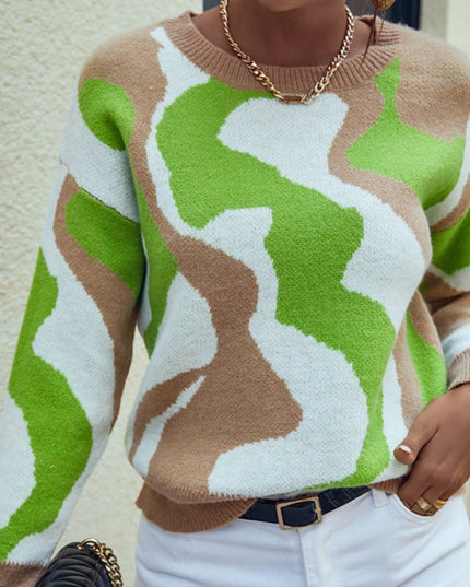 Damski sweter o klasycznym kroju trzykolorowy