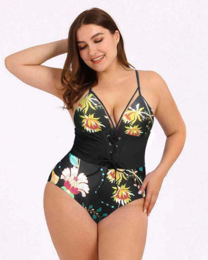 Jednoczęściowy strój kąpielowy plus size z gorsetem