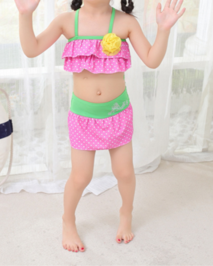 Strój kąpielowy dwuczęściowy bikini dla dziewczynki ze spódniczką
