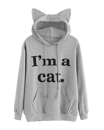 Damska bluza z kapturem z uszami kota