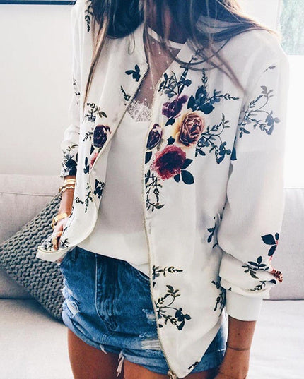 Damska kurtka przejściowa we wzór kwiatów