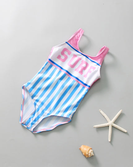 Jednoczęściowy strój kąpielowy dla dziewczynki z napisem
