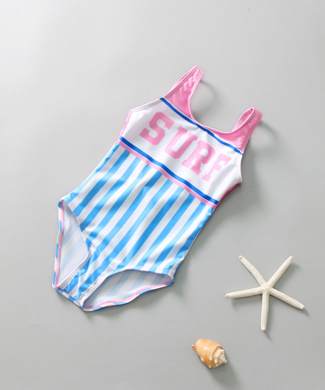 Jednoczęściowy strój kąpielowy dla dziewczynki z napisem