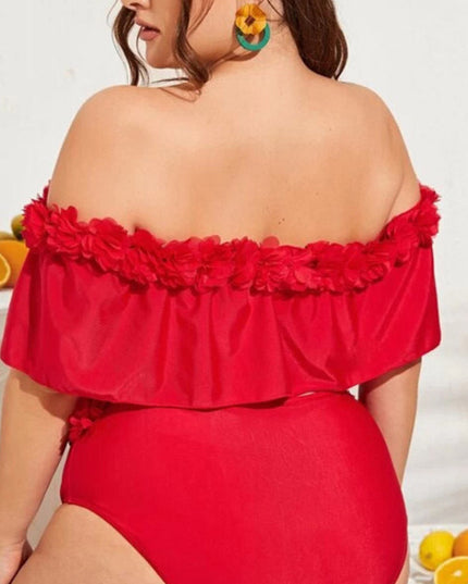 Dwuczęściowy strój kapielowy plus size z kwiatuszami