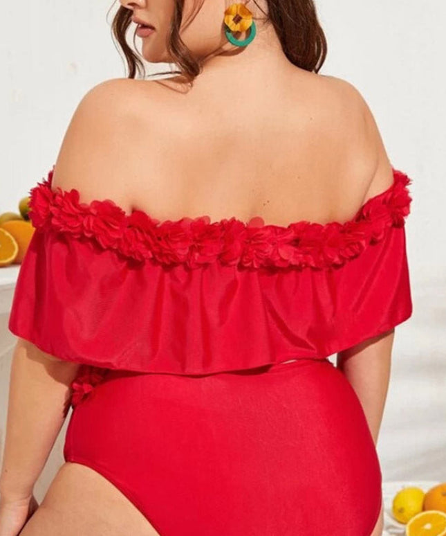 Dwuczęściowy strój kapielowy plus size z kwiatuszami