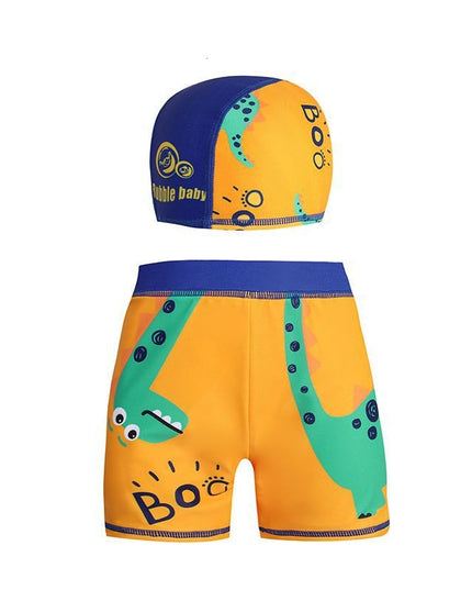 Kąpielówki dla chłopców z czepkiem kąpielowym w zwierzątka