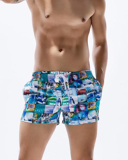 Męskie szorty kąpielowe z kolorowym nadrukiem