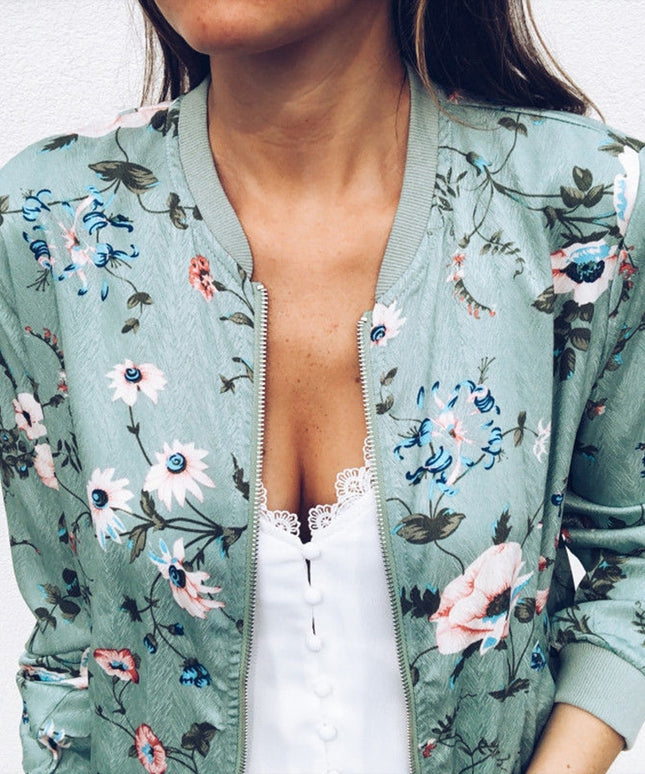 Damska kurtka przejściowa we wzór kwiatów