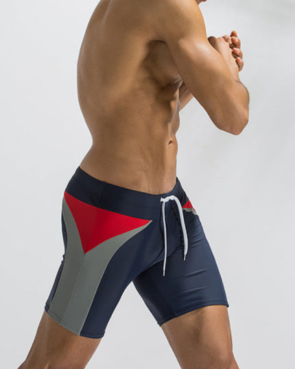 Męskie szorty kąpielowe dłuższe z kolorowymi paskami