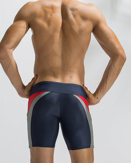 Męskie szorty kąpielowe dłuższe z kolorowymi paskami