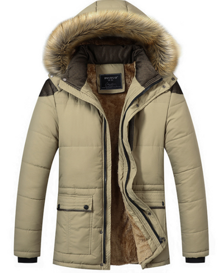 Męska kurtka zimowa ocieplana z kapturem obszytym futerkiem