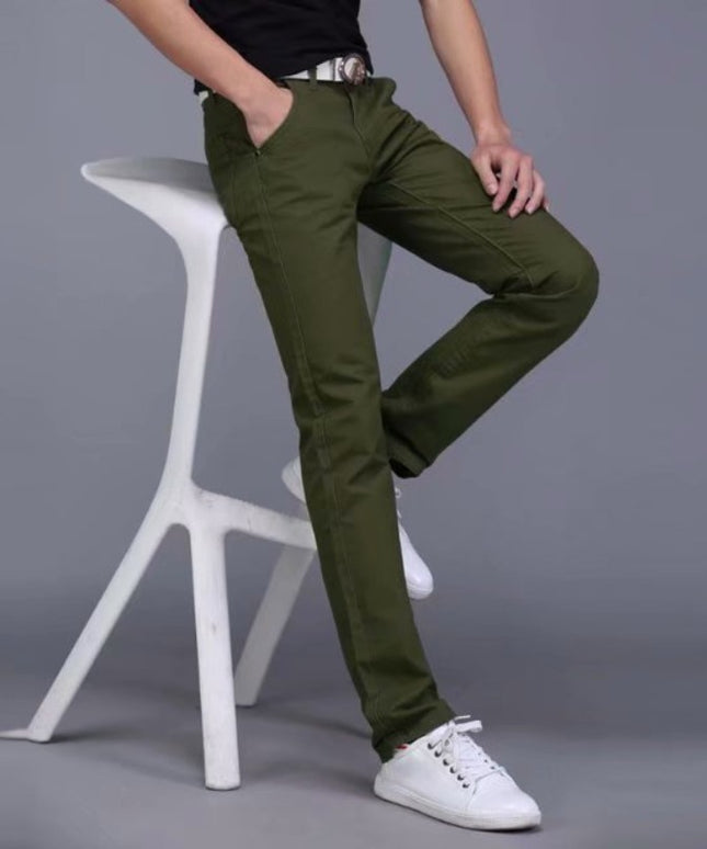 Męskie klasyczne spodnie z prostymi nogawkami