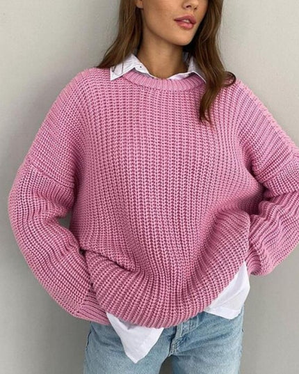 Damski sweter dziergany o kroju oversize