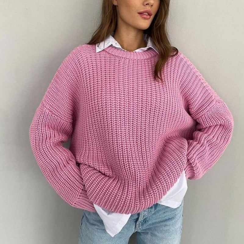 Damski sweter dziergany o kroju oversize