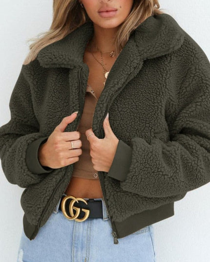 Damska kurtka przejściowa polarowa długości crop