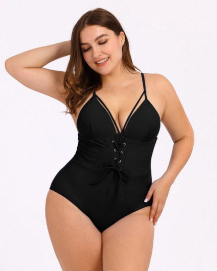 Jednoczęściowy strój kąpielowy plus size z gorsetem