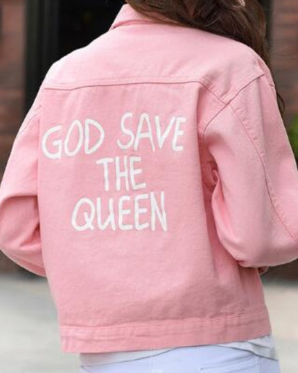 Damska kurtka przejściowa z nadrukiem na plecach