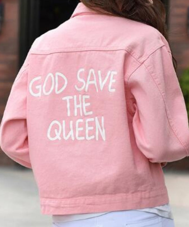 Damska kurtka przejściowa z nadrukiem na plecach