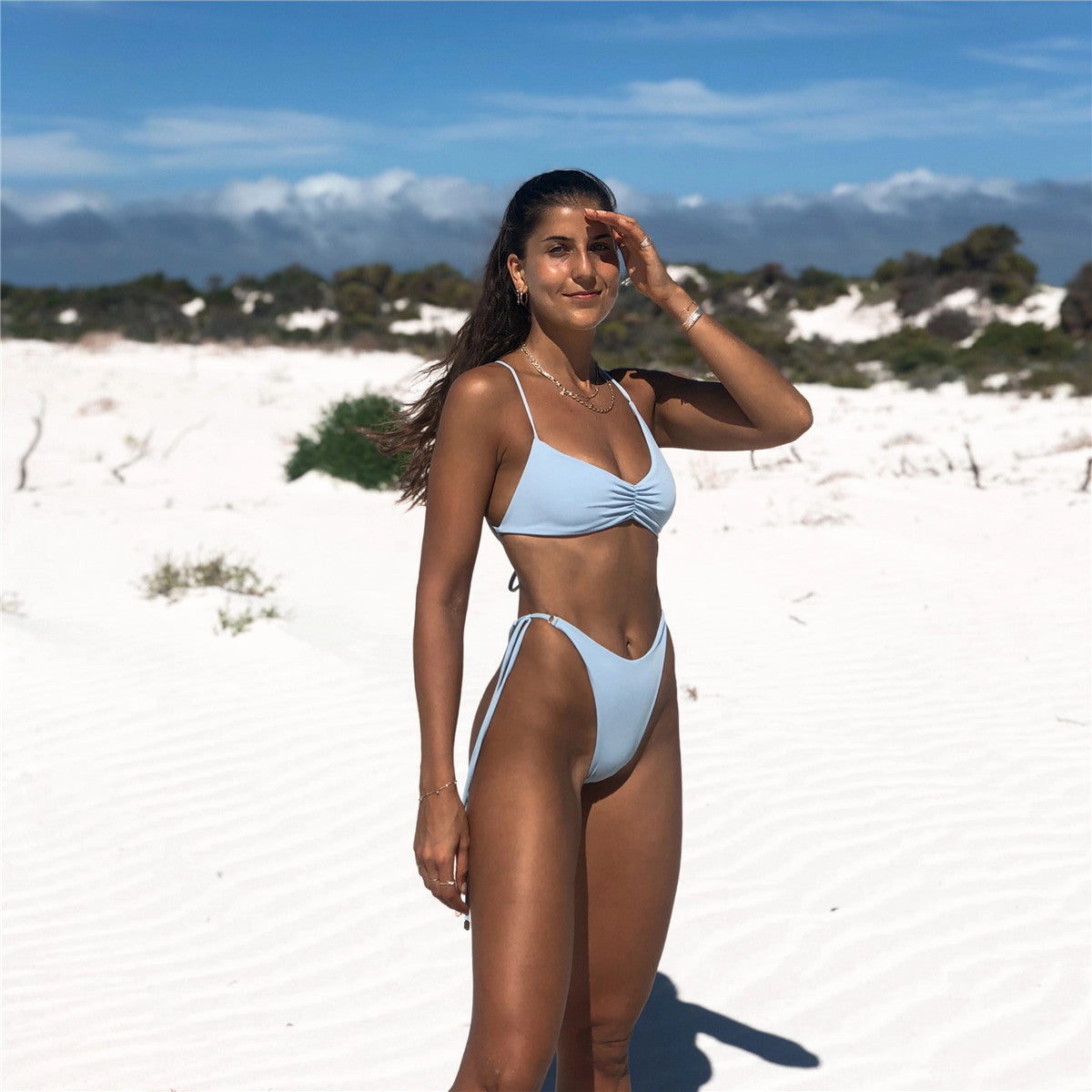 Damski dwuczęściowy strój kąpielowy bikini z dowolnym wiązaniem