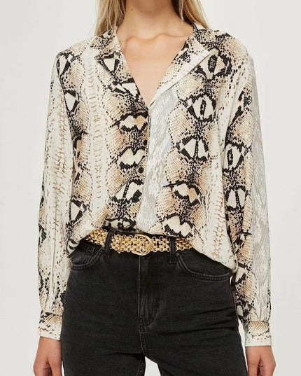 Damska koszula z długim rękawem we wzór skóry węża